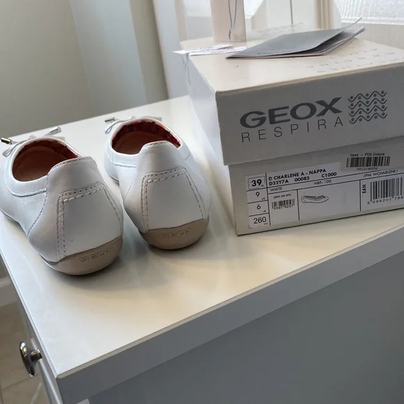 Geox genuine leather white ballet flats, brand new with tags size EU39, US 9 - Picture 4 of 9